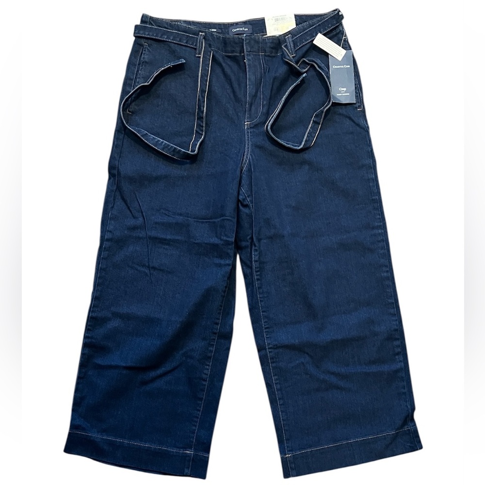 Charter Club Dark Wash Wide-Leg Cropped Tummy Control Jeans